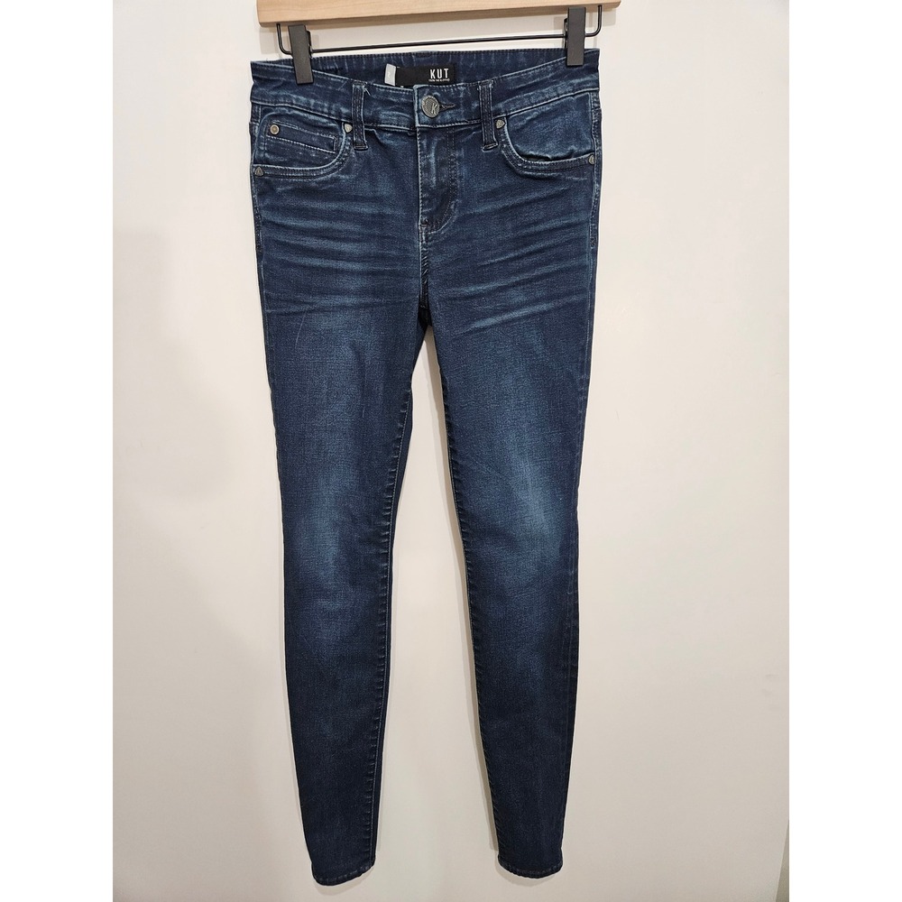 Kut from the Kloth Women Dark‎ Wash Skinny Jeans Size 2 Blue Stretch Denim
